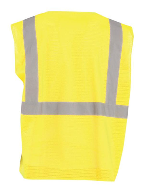 SafetyCo Occunomix High Visibility Value Mesh Standard Zipper Safety Vest Meets ANSI/ISEA 107-2015 Class 2 - Type R Polyester Mesh 2" Reflective Tape Zipper Closure Pockets: 1 Left Chest, 1 Inner Lower