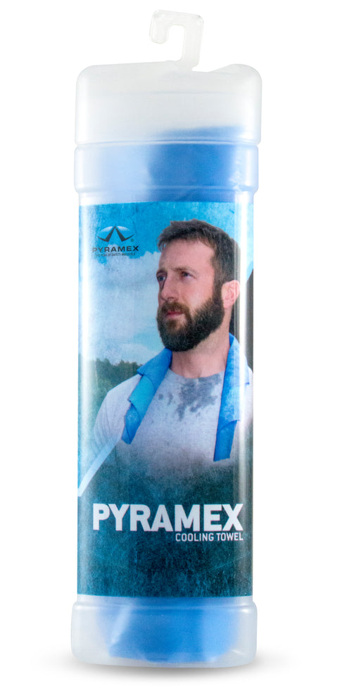 SafetyCo Pyramex C160 Blue Cooling Towel  Features  Evaporative advanced PVA material holds water without feeling heavy  Anti-microbial treated to help prevent mold build-up and unwanted odors  To activate, simply soak in cool water  Reusable – just reactivate  Machine washable  Dimensions: 26 x 17 inches