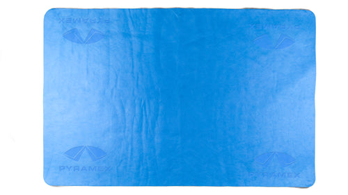 SafetyCo Pyramex C160 Blue Cooling Towel Features Evaporative advanced PVA material holds water without feeling heavy Anti-microbial treated to help prevent mold build-up and unwanted odors To activate, simply soak in cool water Reusable – just reactivate Machine washable Dimensions: 26 x 17 inches