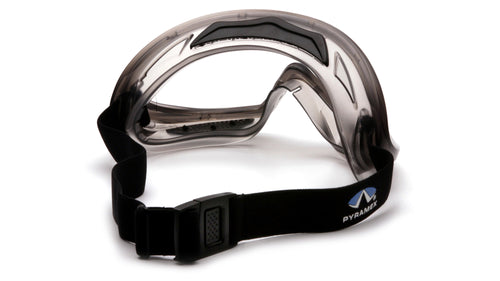 SafetyCo Pyramex GG504T Gray Direct/Indirect Goggle with Clear H2X Anti-Fog Lens Features Fits over prescription glasses Soft vinyl goggle body conforms to facial contours Goggle provides protection against dust and chemical splash Removable vent caps allow the user to remove when more ventilation is required or leave in place for unsurpassed chemical splash resistance Passes D3: Droplet and Splash Test – provides protection from droplets and splashes Passes MIL-PRF 32432 High Velocity Impact Standards