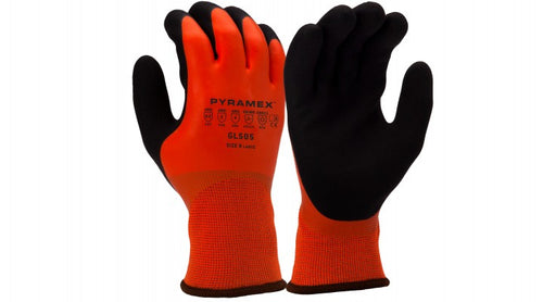 Pyramex GL505 Sandy Latex Insulated ANSI A2 Cut Resistant Work Gloves Hi-Vis