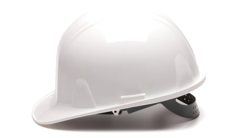 SafetyCo Pyramex SL SERIES CAP STYLE HARD HAT HP14010 White Cap Style 4-Point Snap Lock Features Low profile design Tested and marked for reverse donning Shell constructed from High Density Polyethylene materials Rain trough on sides and back of helmet channel moisture away Soft brow pad is replaceable. Replaceable suspensions and headbands also available Snap Lock suspension features "tuck away" adjustments for all day, hassle free wear