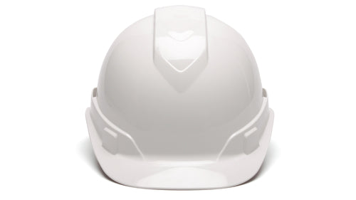 SafetyCo Pyramex RIDGELINE CAP STYLE HARD HAT HP44110V White Cap Style 4-Point Vented Ratchet Same options as standard Ridgeline with the addition of air vents at top and rear of hardhat, which help to circulate air and keep the head cool and dry Vented Ridgeline hardhats meet Class C