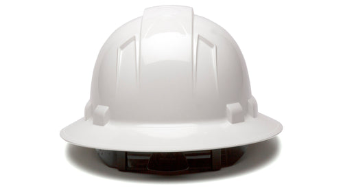 SafetyCo Pyramex RIDGELINE FULL BRIM HARD HAT HP54110 White Full Brim Style 4-Point Standard Ratchet Features ABS material — Strong, yet ultra-light for seemingly weightless protection Ratchet suspension is easy to adjust and allows the wearer to modify the fit while wearing hard hat Soft brow pad is replaceable 