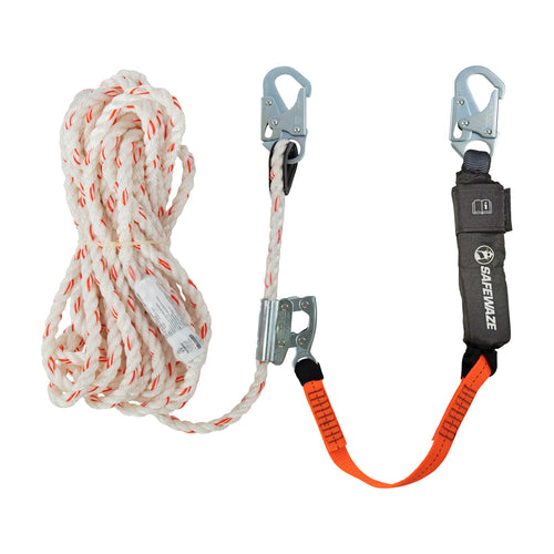 Safewaze 018-7005 - V-Line 50' Vertical Lifeline Assembly: Snap Hook, Rope Grab, EA Lanyard