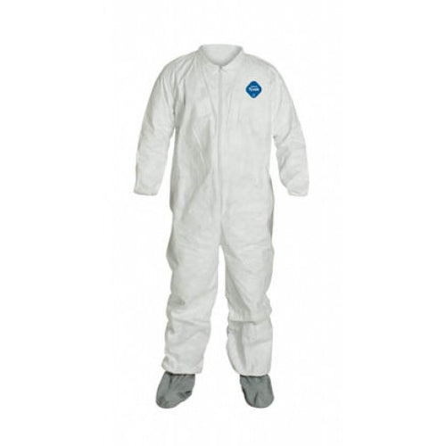 SafetyCo Sunrise TY121SWH  Coverall, Zipper Front, Attached Tyvek FC® Friction Coated Boots, Elastic Wrists. White